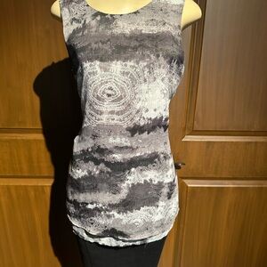 Fever Gray and White Fitted Sleeveless Tank Top